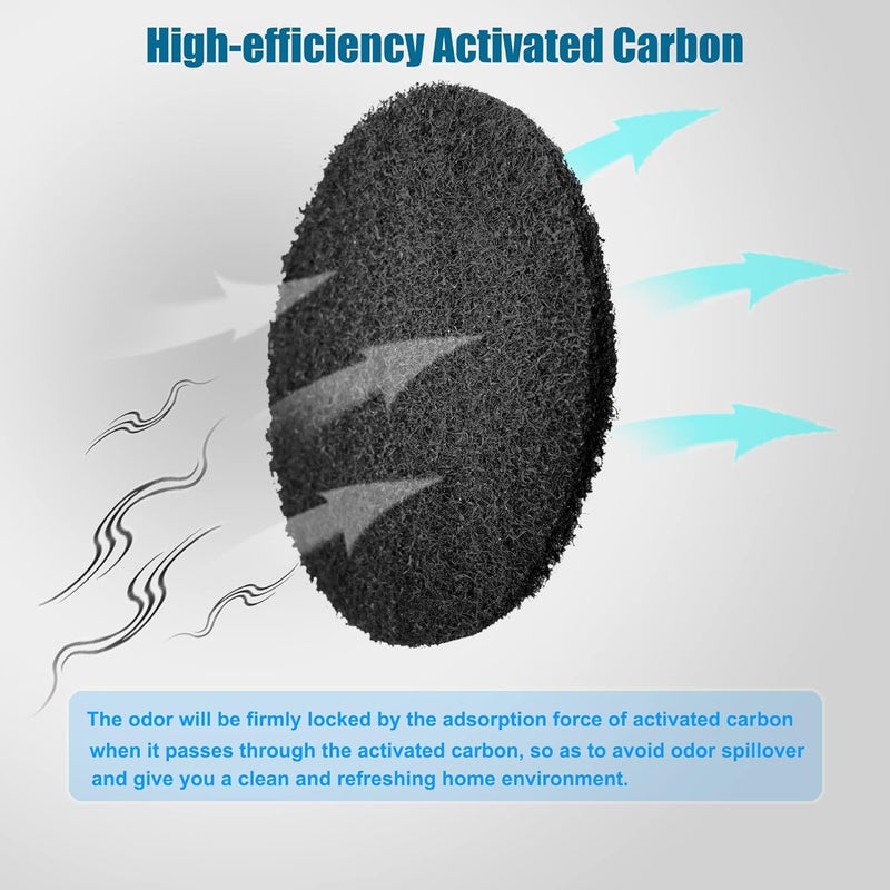 ShuRex 12-Pack Universal Stick-on Trash Can Odor Absorbing Filters, Thick Design Activated Charcoal Purifying Deodorizer for Trash Cans, Compost Buckets, Countertop and Recycle Bins (Round) - Image 2